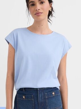 LOFT Modern Wedge Tee XL Light Blue NEW cap Sleeve Top